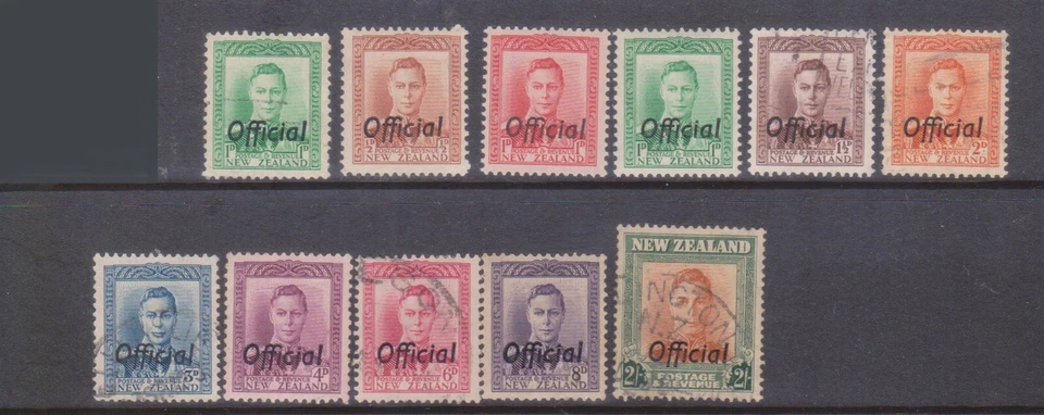 (F262-28) 1938 NZ part set of 11stamps KGVI officials 1/2d to 2/- (AC)  (XS28) — 第 1/1 张图片