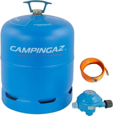 Campingaz R 907 Gasflasche gefüllt 2,75 kg Butangas 0,8m Schlauch 50mBar Regler