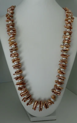 Biwa Zucht Perle Kette Collier, weiß gold ca. 80 cm, Ø 8 bis 22 mm, endlos, NEU  - Bild 1 von 3