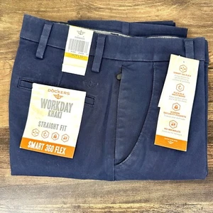 Dockers Pants Men's 29x30 Workday Khaki Classic Fit Smart 360 Flex Stretch Navy - Picture 1 of 2
