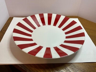 Crate and Barrel Plate PEPPERMINT 8.25" Salad Dessert Red Rim Stripe - Image 1 of 4
