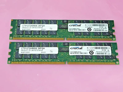 Lote de 2 4 GB Crucial PC2-6400 ECC memoria de servidor 240 pines DIMM CT51272AB80E.36FQH Foto 1 de 2