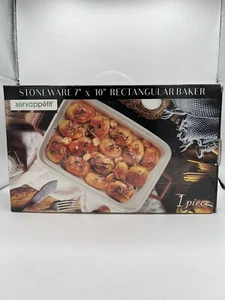 New in Box Servappetit Red Stoneware 7"x10" Rectangular Baker - Picture 1 of 3