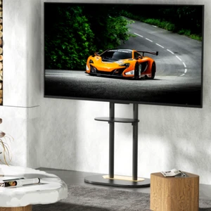 Universal TV Floor Stand with Mount for 40-75 in LCD LED Flat TVs Metal + Marble - Picture 1 of 17