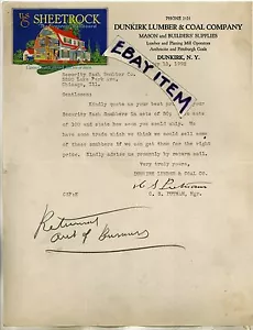 1928 DUNKIRK NEW YORK FARBBUCHSTABE C.S. PUTNAM HOLZ ANTHRAZIT PITTSBURGH KOHLE - Bild 1 von 1