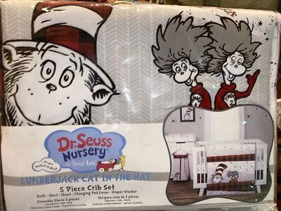 Juego de cuna de cinco piezas para guardería Dr. Seuss gato leñador en el sombrero Foto 1 de 4