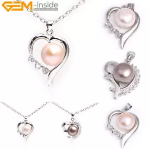 Collana Natale Ciondolo Perla Acqua Dolce Strass Placcato Oro Bianco Gioielli - Foto 1 di 24