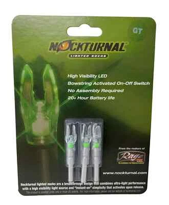 Rage Nockturnal GT High Visibility LED Lighted Arrow Nocks 3pk Green NT-105 - Image 1 of 3
