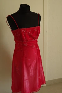 cocktailkleid, Abschlussballkleid 36 gebraucht, pink mit kleinen Perlen bestickt - Bild 1 von 10