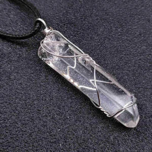 Natural Clear Quartz Crystal Silver Winding Pillar Pendant Healing Reiki Amulet - Picture 1 of 16