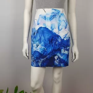 Falda Corta Bluejuice Talla 12 Blanco Azul Estampado Mujer Forrada Club Fiesta - Imagen 1 de 13