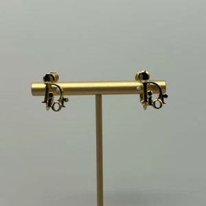 DIOR Gold Plated Logo Stud Earrings Fashion Jewelry Gift For Her - Picture 1 of 15