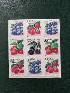 SFSTAMPS US Scott 3294-3297b FRUIT BERRIES BOOKLET PANE OF 9 Stamps MNH 1999 - Picture 1 of 1