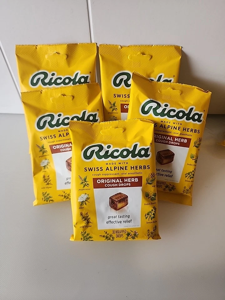 JUEGO DE 5 gotas para la tos Ricola Swiss originales hierbas un total de 50 dolor de garganta Foto 1 de 1