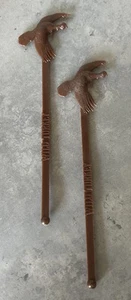 Vintage Lot of 2 Brown Wild Turkey Bourbon Swizzle Stir Sticks 1977 Flying - Bild 1 von 6