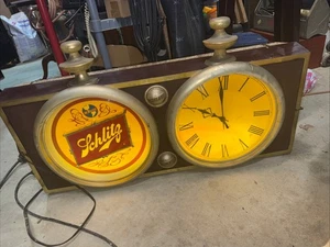 Vintage Synchron Schlitz Bier Schilder Uhr Motor leuchtet schön - Bild 1 von 13