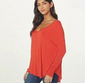 Free People Moonshine Tunic Top Love Glare Red Size Large Oversized NWT - Picture 1 of 9