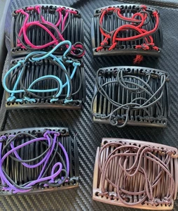 Women's Elastic Hairpin Stretch Double Magic Hair Comb Cord Handmade Hair Clip - Picture 1 of 5