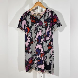 Vestido Kenzo Italia Mezcla Lana Punto Floral Gris Rosa Morado Talla Grande M-L - Imagen 1 de 6