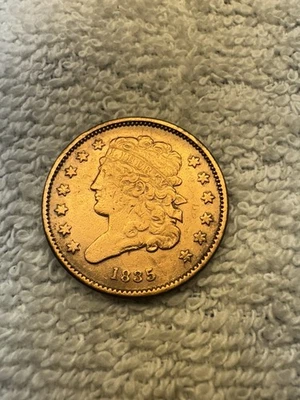 1835 Classic Head Half Cent - US 1/2c Copper Coin (cleaned) Free Ship. - Image 1 of 2