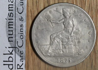1875 CC - Dólar de plata comercial $1 - AU - Casi sin circular Foto 1 de 2
