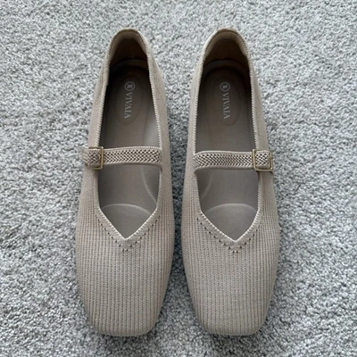 VIVAIA Margot Square Toe Mary Jane Beige 43 US 11/M - Image 1 of 4