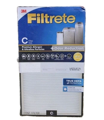 3M Filtrete Size C Filter True HEPA Filtration #1150098 Odor Reduction Clean Air - Image 1 of 4
