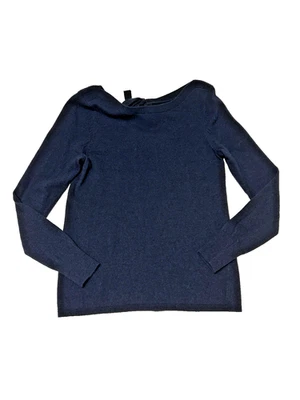 Suéter Banana Republic feminino XS italiano filpúcio fio azul lã cashmere mistura - Imagem 1 de 4