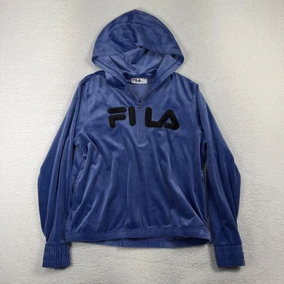 Vintage Fila Velour Track Jacket Womens Large Velvet Blue 1/4 Zip Y2K Retro - Image 1 of 4