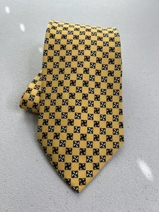 Church's Yellow, Brown Geometric Pattern 100% Silk Made in Italy Tie NWOT - Picture 1 of 6