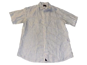 UNTUCKit Linen Shirt Mens Size Large Blue Striped Slim Fit Wrinkle Resistant - Picture 1 of 6