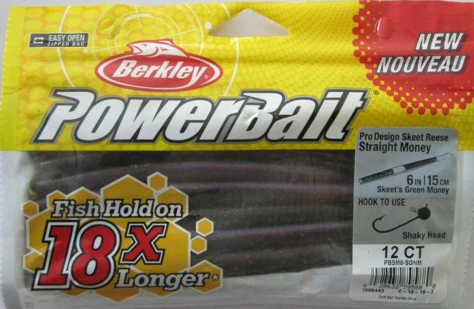BERKLEY POWERBAIT Gusano de Dinero Recto - 12/Ct. - 6" - Dinero verde de Skeet Foto 1 de 1