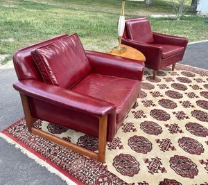 MID CENTURY MODERN DUX OF SWEDEN PAIR LOUNGE CHAIRS SHIP RATESN DESCRIPT - Picture 1 of 14