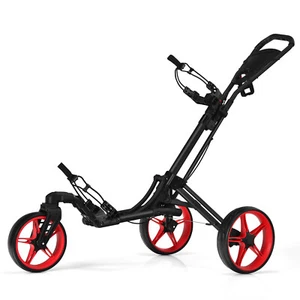 Costway Folding Golf Push Cart W/Scoreboard Adjustable Handle Swivel Wheel Red - Picture 1 of 11