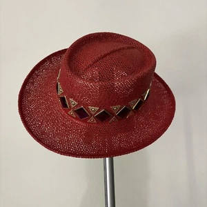 Women's Red cowgirl hat 100% natural Straw - Picture 1 of 8