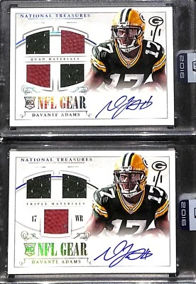 National Treasures NFL Gear Davante Adams RC 2014 firmado automático triple + cuádruple 1/1 Foto 1 de 2
