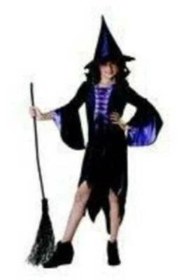 Disfraz de bruja Halloween 12/14 araña púrpura negro vestido y sombrero 2 piezas niñas Foto 1 de 4