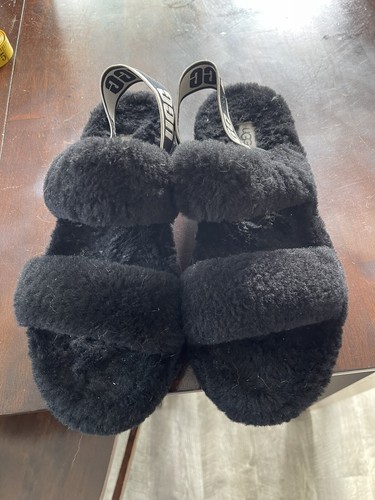 SANDALI PANTOFOLE UGG OH YEAH SLIDE DONNA TAGLIA 9 US NERI SLINGBACK LANA