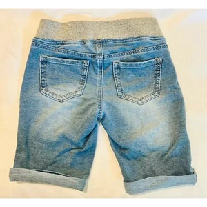 Arizona Jean Co Cuffed Shorts Metallic Silver Elastic Waistband - Girl 8 Reg - Picture 1 of 4