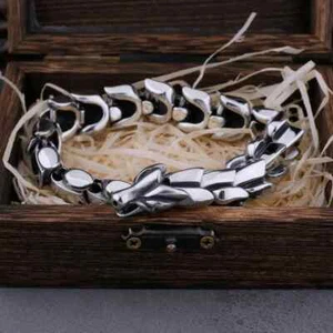 Men Vintage Ouroboros Viking Stainless Steel Chain Wrist Cuff Bangle Bracelet - Picture 1 of 7