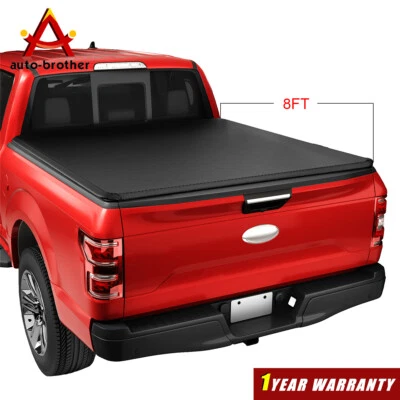 Cubierta Tonneau de cama larga 8 pies suave enrollable junto a la flota para F250/F350 Super Duty 99-24 Foto 1 de 4