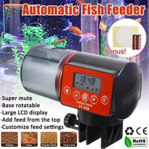Automatic Fish Feeder LCD Auto Food Dispenser Smart Feeding Timer Aquarium Tank - Picture 1 of 12