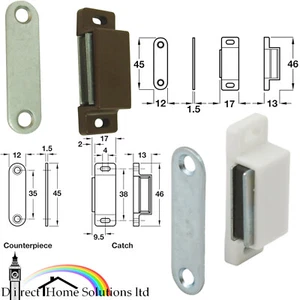 Hafele Magnetic Catch, Pull 6 kg, For Screw Fixing, Square, White/Brown, Magnet - Picture 1 of 7