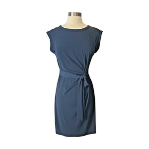 BROOKS BROTHERS Womens Size XS Midi Dress Midnight Navy/Black Side Tie - Picture 1 of 21