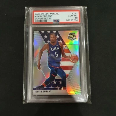 2019-20 Panini Mosaic Team USA Kevin Durant Silver Prizm PSA 10 GEM MINT - Image 1 of 2