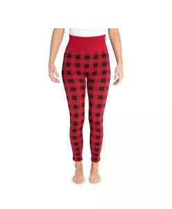 MUK LUKS Fleece Lined Leggings Women's Multiple Sizes RED Plaid Cozy BRAND NEW!! - Picture 1 of 6