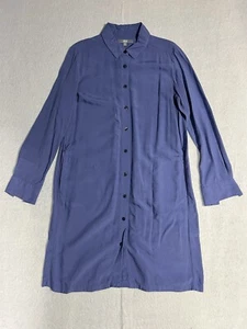 uniqlo womens button up sz small blue long dress casual office - Picture 1 of 16