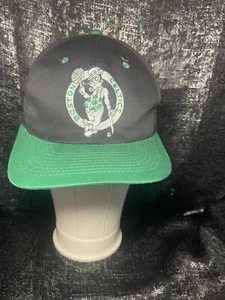 Vtg 90s Boston Celtics AJD SnapBack Hat Cap Black Green NBA Basketball - Picture 1 of 6
