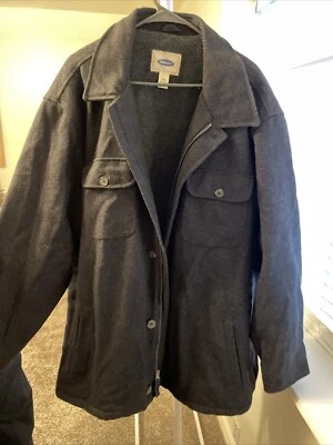 Old Navy Men's Large Wool Pea Coat Dark Grey Size XXL Zipper Front - Image 1 of 4