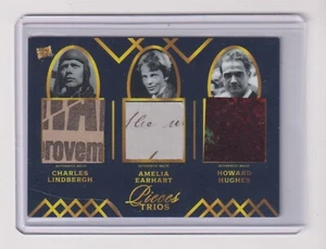 2023 PIECES OF THE PAST TRIPLE HAND WRITTEN RELIC LINDBERGH - EARHART - HUGHES - Picture 1 of 1